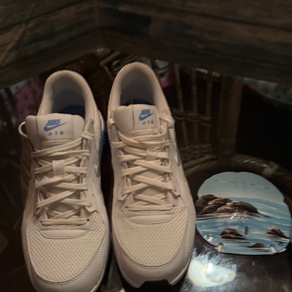 Nike Air White and Blue Sneakers - Picture 1 of 9